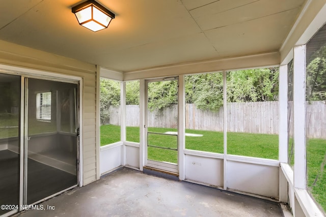 view of unfurnished sunroom