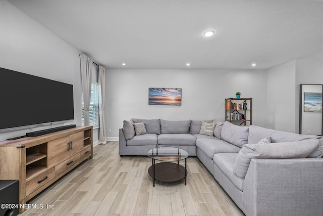 living room featuring light wood-type flooring