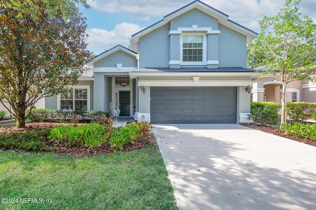 view of property with a garage