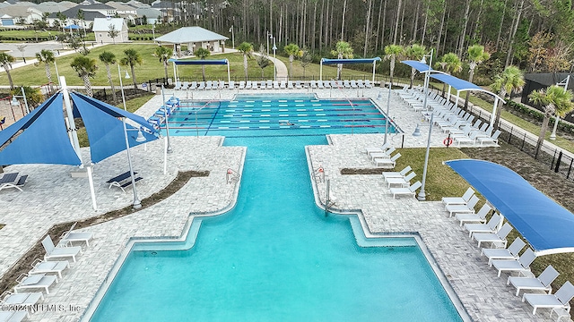 view of swimming pool with a gazebo