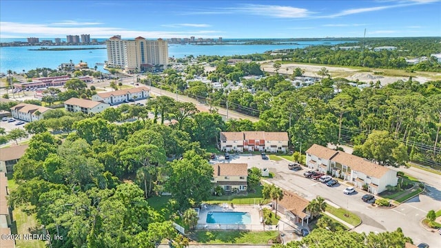 bird's eye view featuring a water view