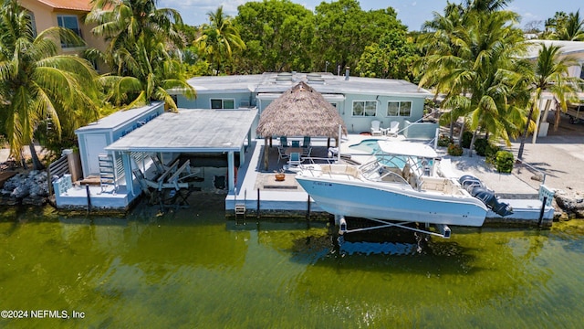 dock area featuring a water view