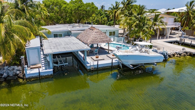 dock area featuring a water view