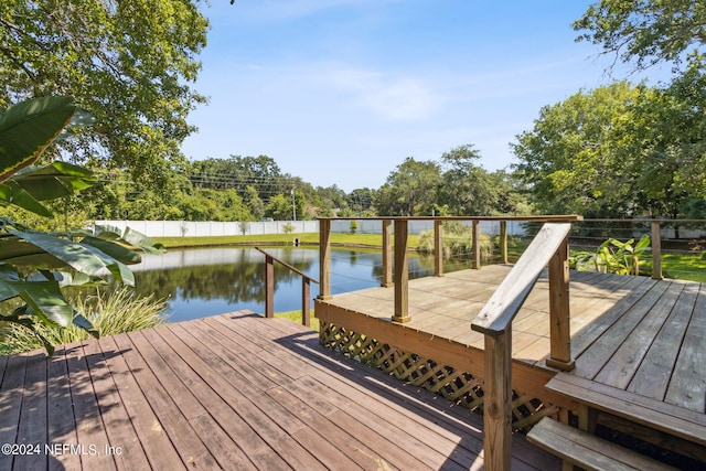 view of dock featuring a water view