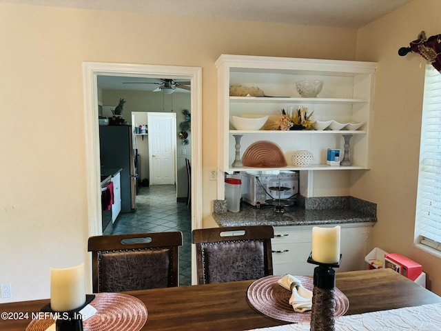 dining area featuring ceiling fan