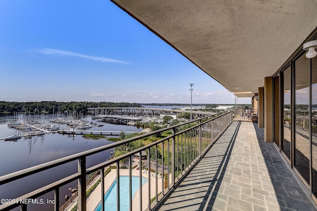 balcony with a water view