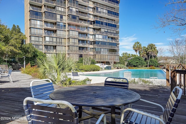 view of pool with a deck