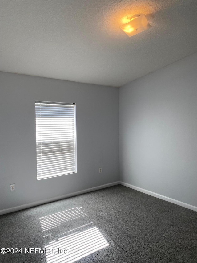 spare room featuring carpet floors and a textured ceiling