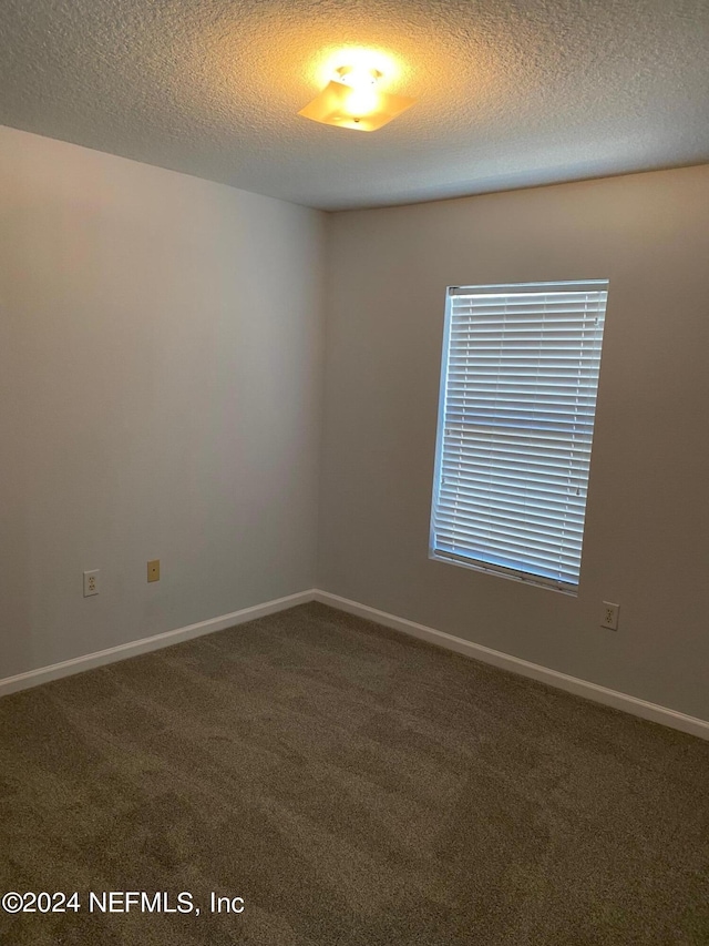 carpeted spare room featuring a textured ceiling