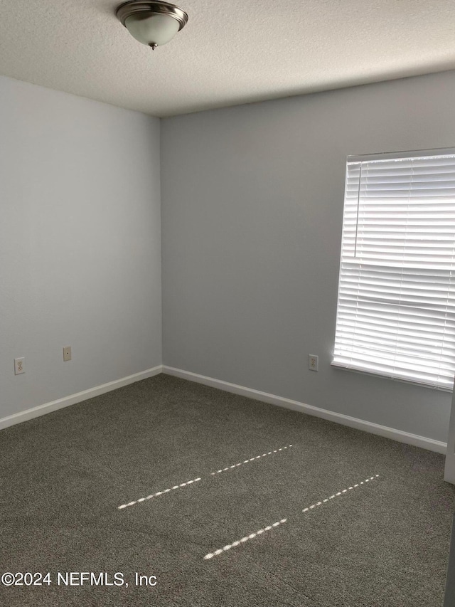 carpeted spare room with a textured ceiling