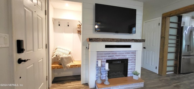 living room with hardwood / wood-style floors