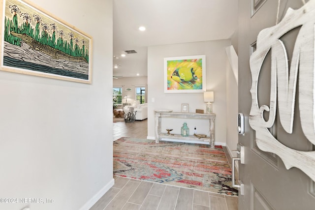 foyer with light hardwood / wood-style flooring