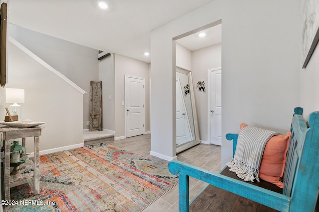 sitting room featuring light wood-type flooring