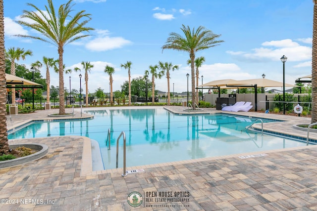 view of swimming pool with a patio