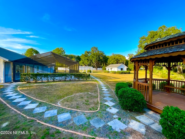 view of yard with a gazebo