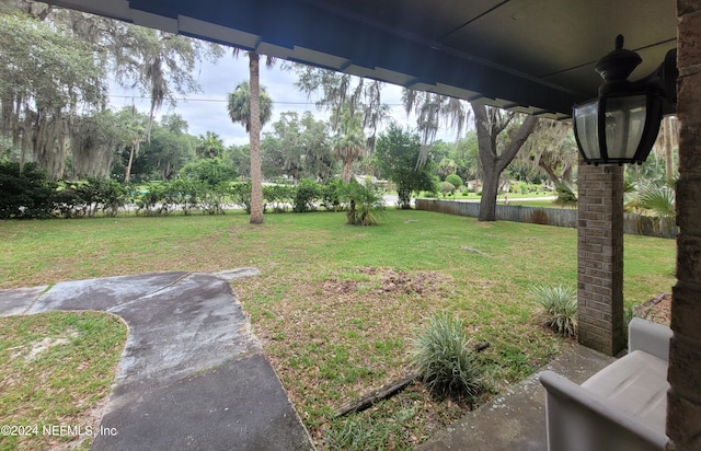 view of yard featuring ceiling fan