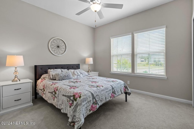 bedroom with carpet floors and ceiling fan