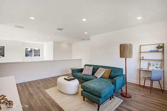 living area with light wood-type flooring