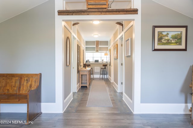 hallway featuring dark hardwood / wood-style flooring