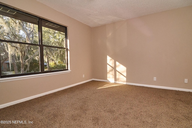 carpeted spare room featuring a textured ceiling