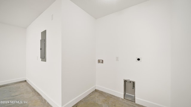 laundry room featuring electric dryer hookup and electric panel