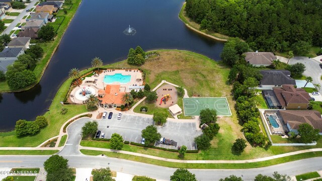 bird's eye view featuring a water view