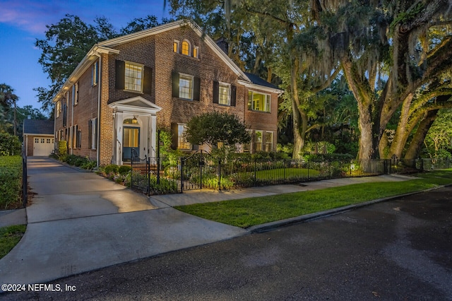 view of front of home with a garage