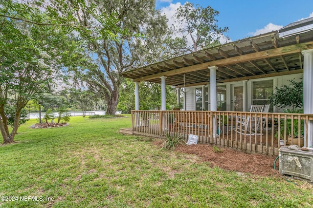 view of yard featuring a deck