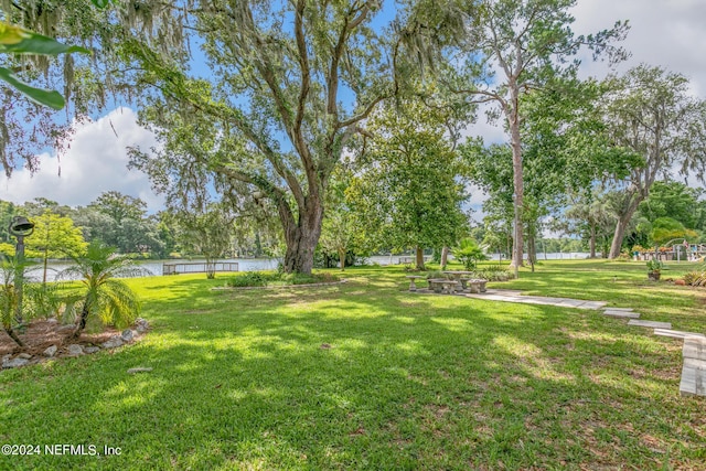 view of yard featuring a water view