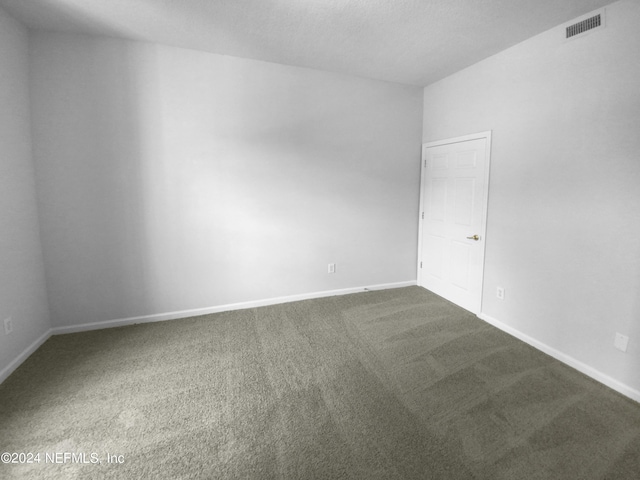 unfurnished room featuring a textured ceiling and carpet