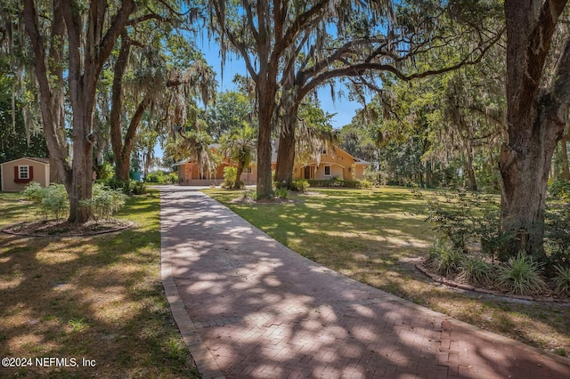 view of front of property with a front lawn