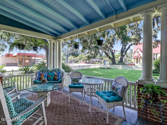 view of patio featuring covered porch