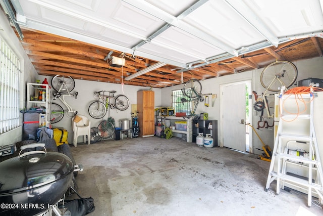 garage with a garage door opener