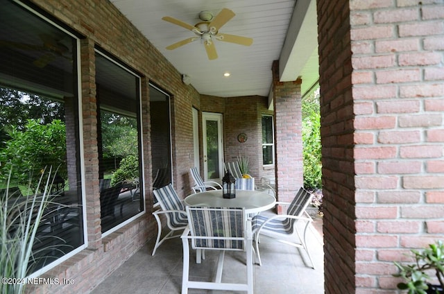 view of patio with ceiling fan