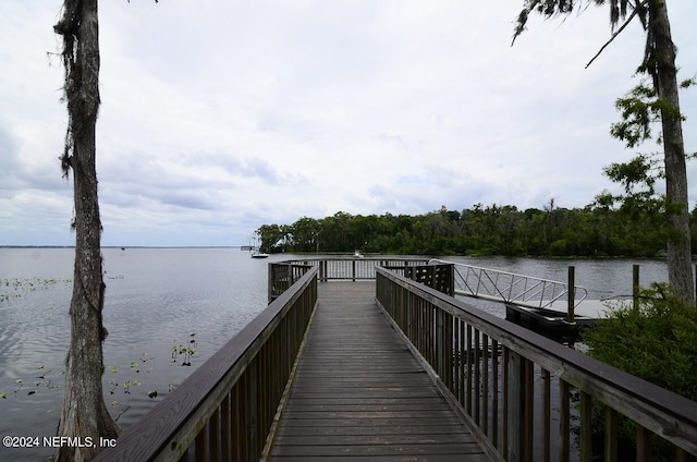 view of dock featuring a water view