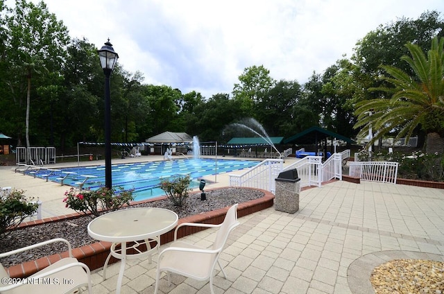 view of swimming pool with a patio area