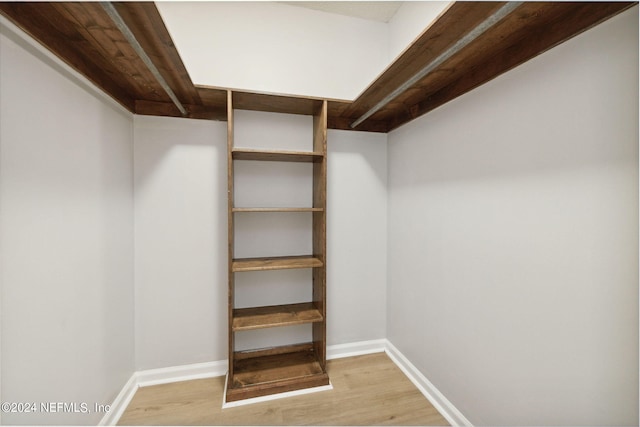 walk in closet featuring light hardwood / wood-style flooring