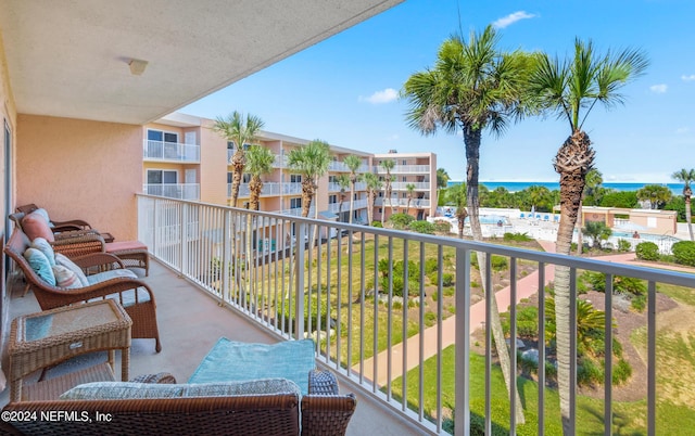 balcony with a water view