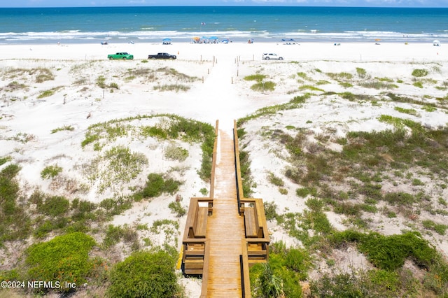 view of water feature with a view of the beach