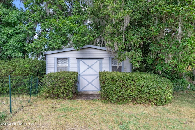 view of shed