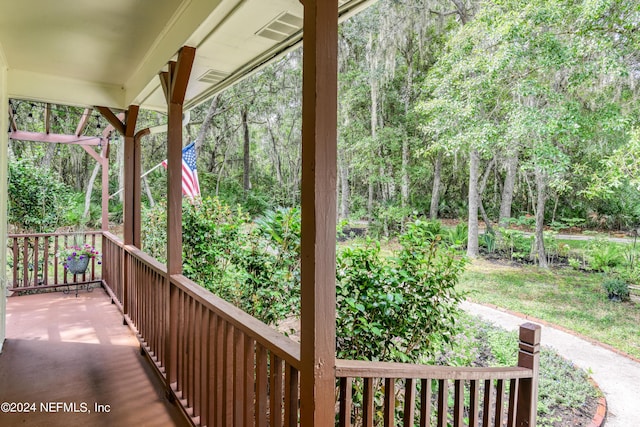 deck featuring covered porch