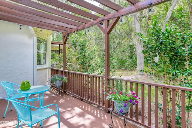 balcony with a pergola