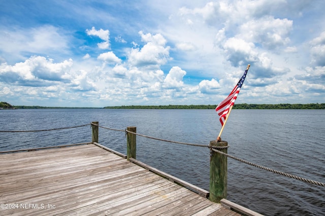 view of dock featuring a water view