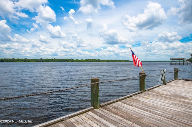 view of dock featuring a water view