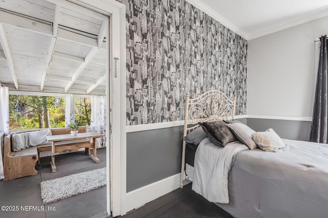 bedroom featuring crown molding