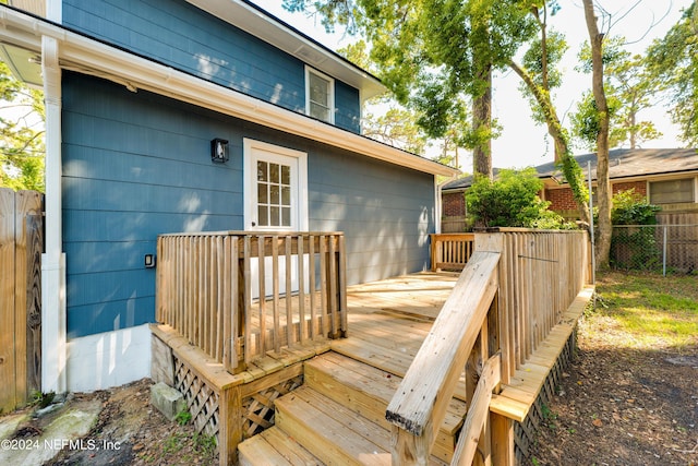 wooden deck featuring fence