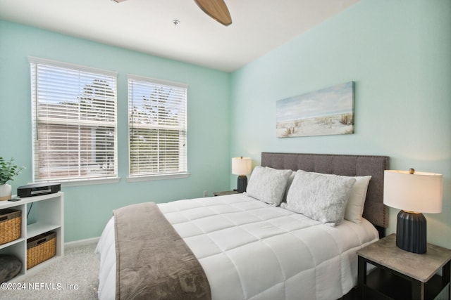 bedroom with carpet and ceiling fan