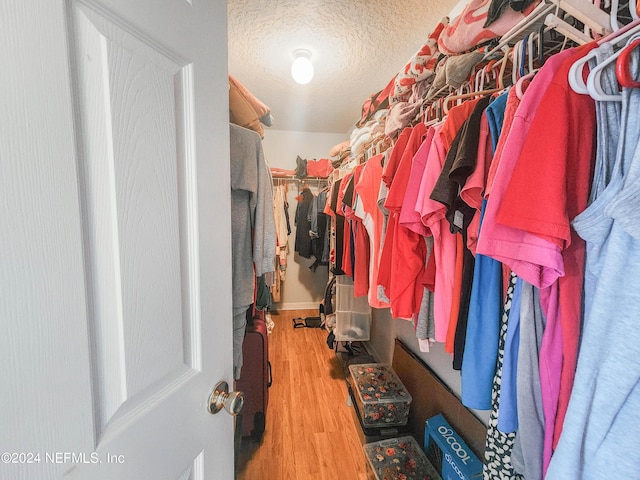 spacious closet featuring hardwood / wood-style flooring