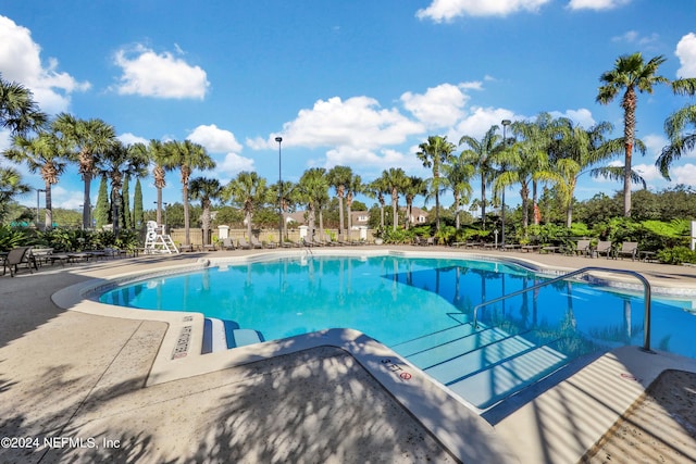 view of swimming pool with a patio area