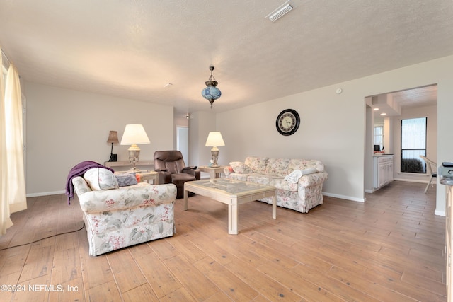 living room with light wood-type flooring